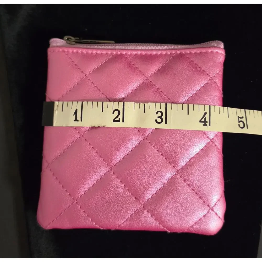 Mirabella Quilted Pink Metallic Makeup Pouch & Zipper Coin Purse Travel Case NEW